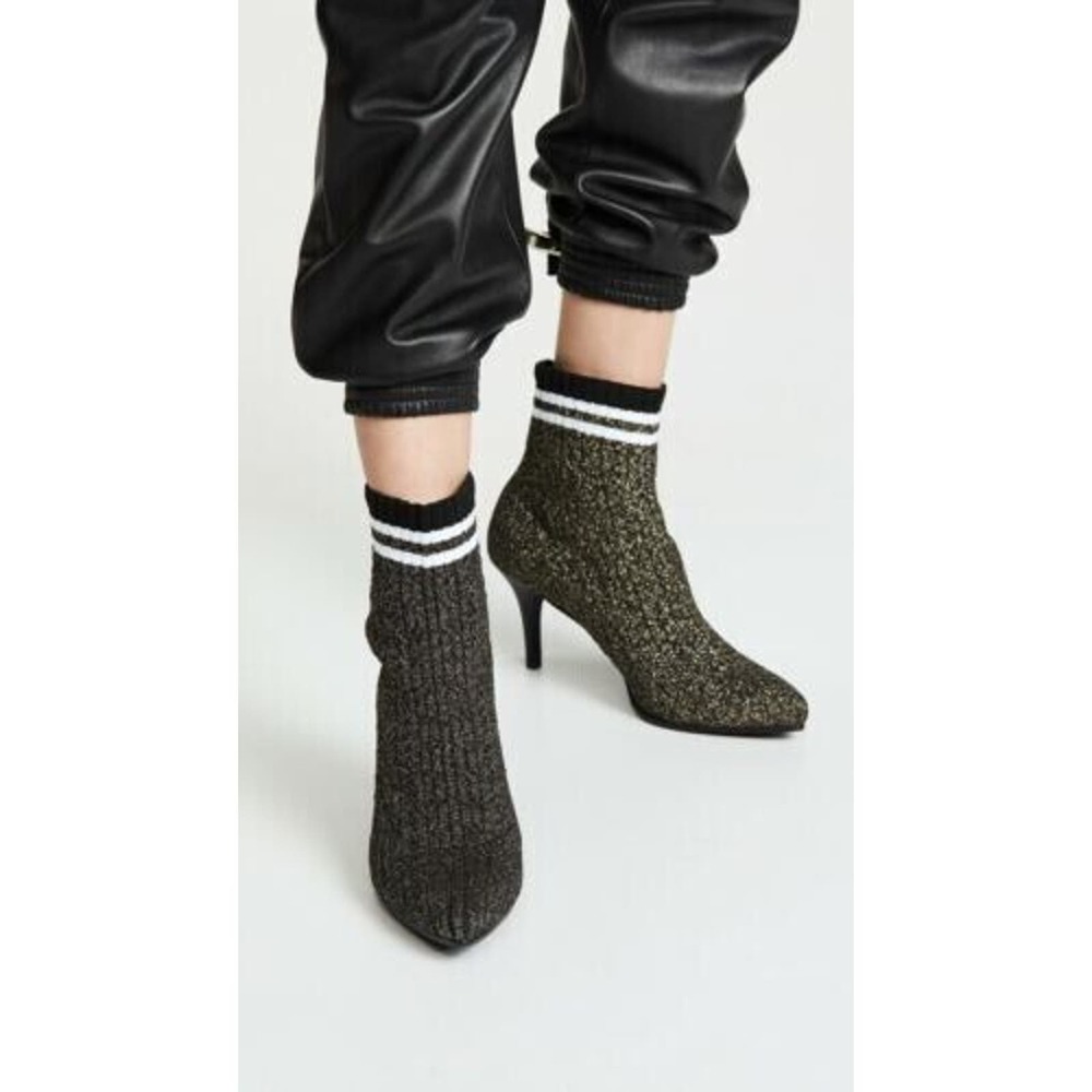 Stuart Weitzman Waverly Black Gold Sock Bootie Women's Sz 8 NWB $575